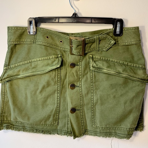 Free People Army Green Utility Style Skirt (8) - Picture 2 of 4